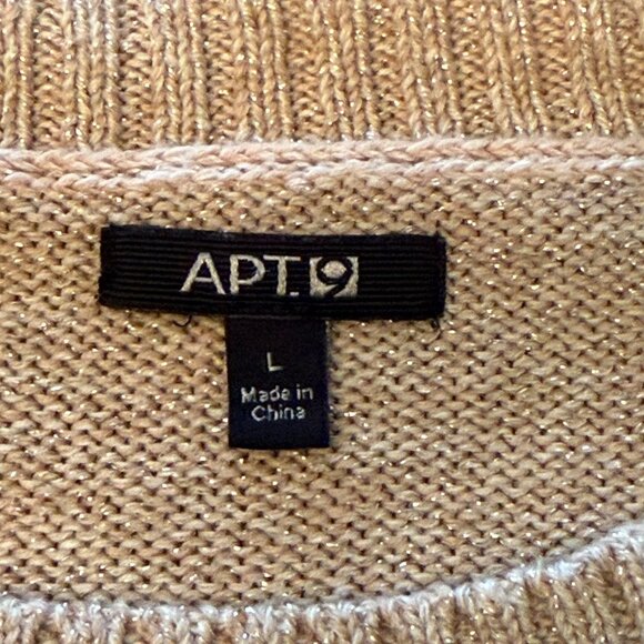 APT.9 Beige Knit Sweater Women's Size L W/ Side Zippers & Shimmer Threads - Picture 3 of 9